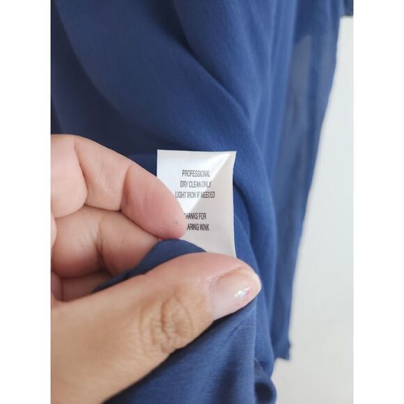 Wink Revolve "Kasey" Navy Blue 100% Silk Tulle Hooded A-Line Dress size X Small - Picture 9 of 9